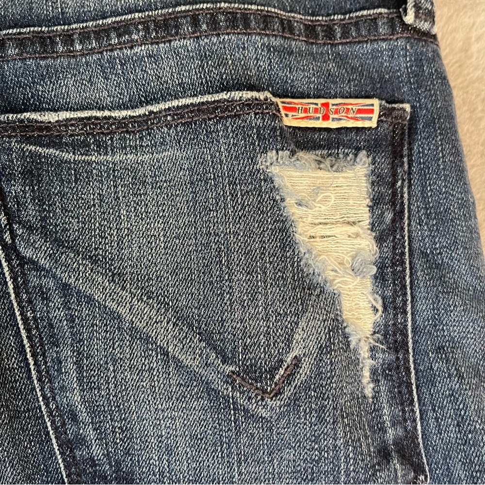 Hudson Jeans Size 26 Distressed Button Fly Skinny Blue Thermal Backed Rips - Picture 9 of 10